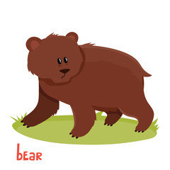 Cute brown bear in cartoon style. Vector illustration.