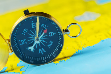 compass on map background travel