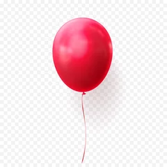 Fotobehang Red balloon vector illustration on transparent background. Glossy realistic baloon for Birthday party © Ron Dale