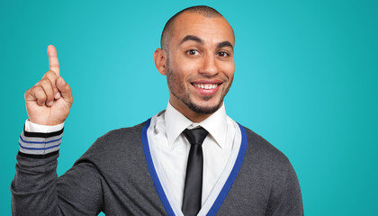 African american man next to copy space