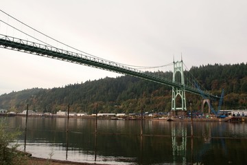 Naklejka na ściany i meble A view on St. Johns Bridge in Portland, Oregon