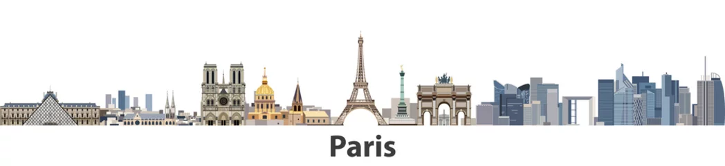 Gordijnen Skyline van de vector van Parijs © brichuas