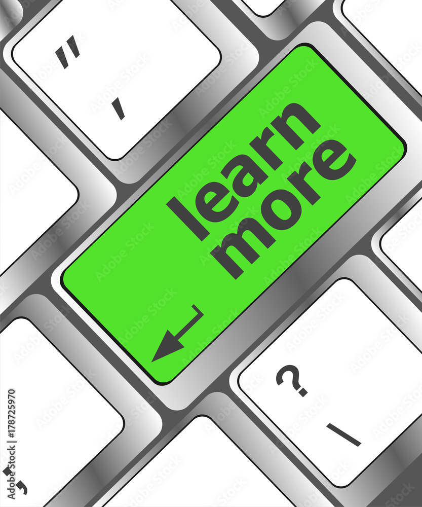 Poster education concept with learn more button on computer keyboard
