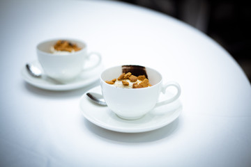 coffee with ice cream. dessert in a mug. coffee with chocolate.