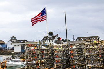 Maritime Museum Flag Crab Pots Westport Grays Harbor Washington