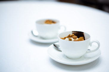 coffee with ice cream. dessert in a mug. coffee with chocolate.