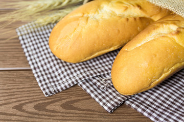French  baguettes with sack on napery
