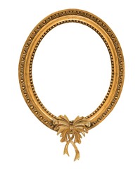 Gold framed frame with Christmas decorations on a white background