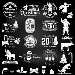 Fototapeta premium Merry Christmas and Happy New Year 2018 retro template with Santa Claus