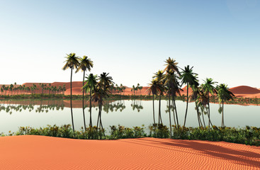 Beautiful natural background -African oasis 3d rendering - 178727775