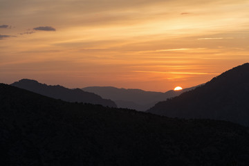 dramatic sunrise in the mountains of Corsica