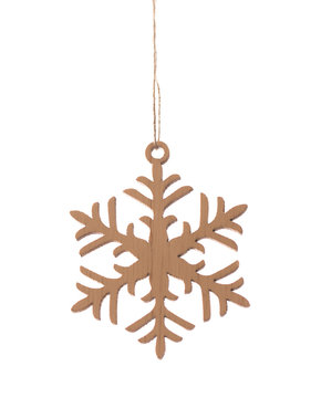 Wooden Snowflake Isolated On White Background