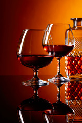 Two glasses of brandy .