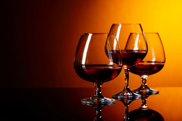 Glasses of brandy .