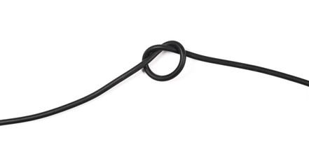 Black power cable socket isolated on white background