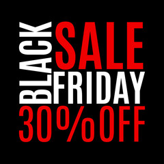 Naklejka premium 30 percent price off. Black Friday sale banner. Discount background. Special offer, flyer, promo design element. Vector illustration.
