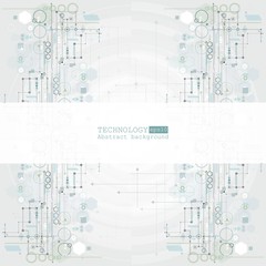 Abstract technology background with various technological elements. Vector illustration.