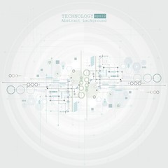 Abstract technology background with various technological elements. Vector illustration.