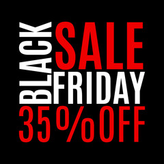 35 percent price off. Black Friday sale banner. Discount background. Special offer, flyer, promo design element. Vector illustration.