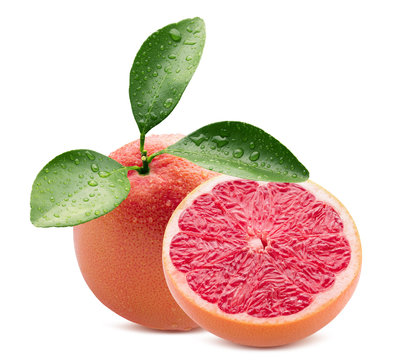 grapefruit with half isolated on a white background