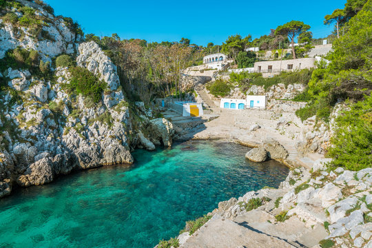 The idyllic Cala dell'Acquaviva, near Castro, in the Salento region of Puglia, southern Italy.