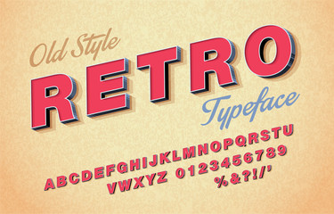 Vector of retro font and alphabet. 3d Italic style
