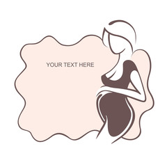 Sporty fit woman in the gym. Picture of a beautiful sexy girl with dumbbells in her hands. Vector illustration of a graphic outline silhouette