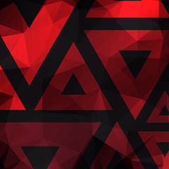 Abstract red backdrop with polygon shapes. Vector geometric background.
