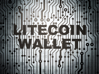 Cryptocurrency concept: circuit board with  word Litecoin Wallet, 3D rendering