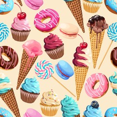 Seamless pattern with sweets