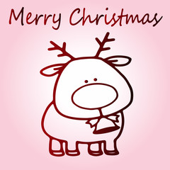 Cute Christmas deer - beautiful cartoon Christmas card. Merry Christmas