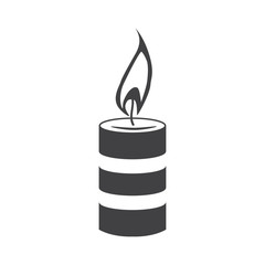 Simple candle black silhouette icon. Concept of flaming candlestick