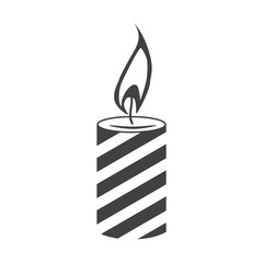 Simple candle black silhouette icon. Concept of flaming candlestick