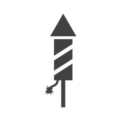 Firework rocket silhouette sign, linear icon isolated on white