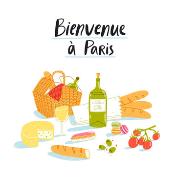 Welcome To Paris Picnic Illustration