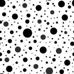 Abstract background with black and white circles. Seamless pattern
