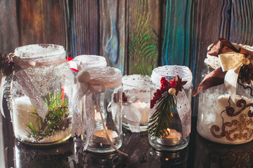 Christmas glass candlesticks