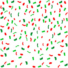 Red and green,Christmas falling tiny confetti pieces seamless pattern.Christmas  abstract background.Watercolor isolated on white background.Illustration card design,New year,greetings,event backdrop