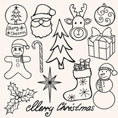 Christmas Elements Hand Drawn Vector stock illustration