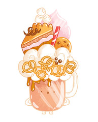 Overshake cocktail character illustration