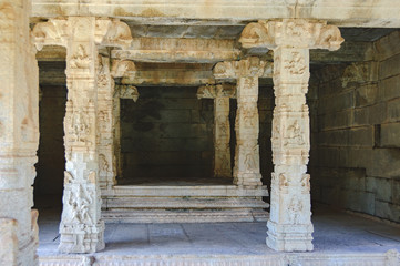 Details of interior of Prasanna Virupaksha temple is also known as the Underground Shiva Temple in Hampi, Karnataka, India.