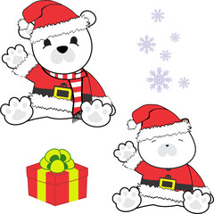 cute little baby polar bear cartoon santa claus costume set in vector format 