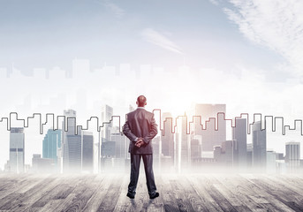 Motivation and inspiration concept with modern cityscape and bus