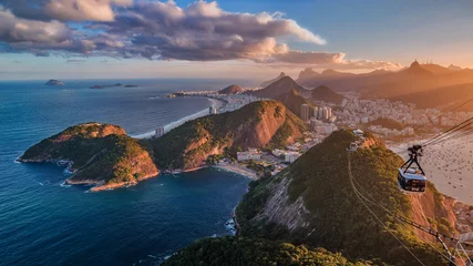 Tuinposter Rio de Janeiro Zonsondergang op Rio vanaf de Sugar Loaf