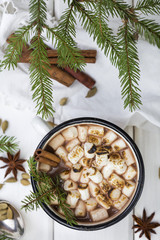 Vintage mug of hot chocolate
