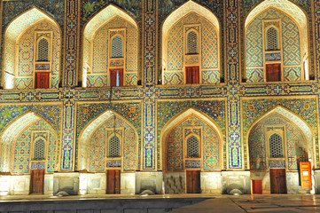 Samarkand: night lightning of Registan ensemble