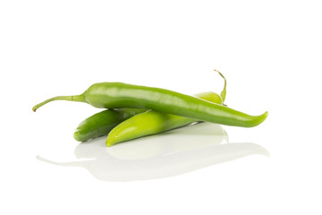fresh green chili on white background