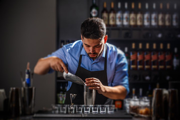 Bartender preparing an alcoholic beverage