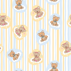 Seamless pattern for baby background with bears