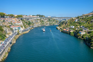 Fototapeta premium View of Porto and Douro river from Dom Luís I Bridge.